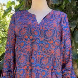 Ann Taylor Paisley Roll Tab Tunic Women Top Size Small